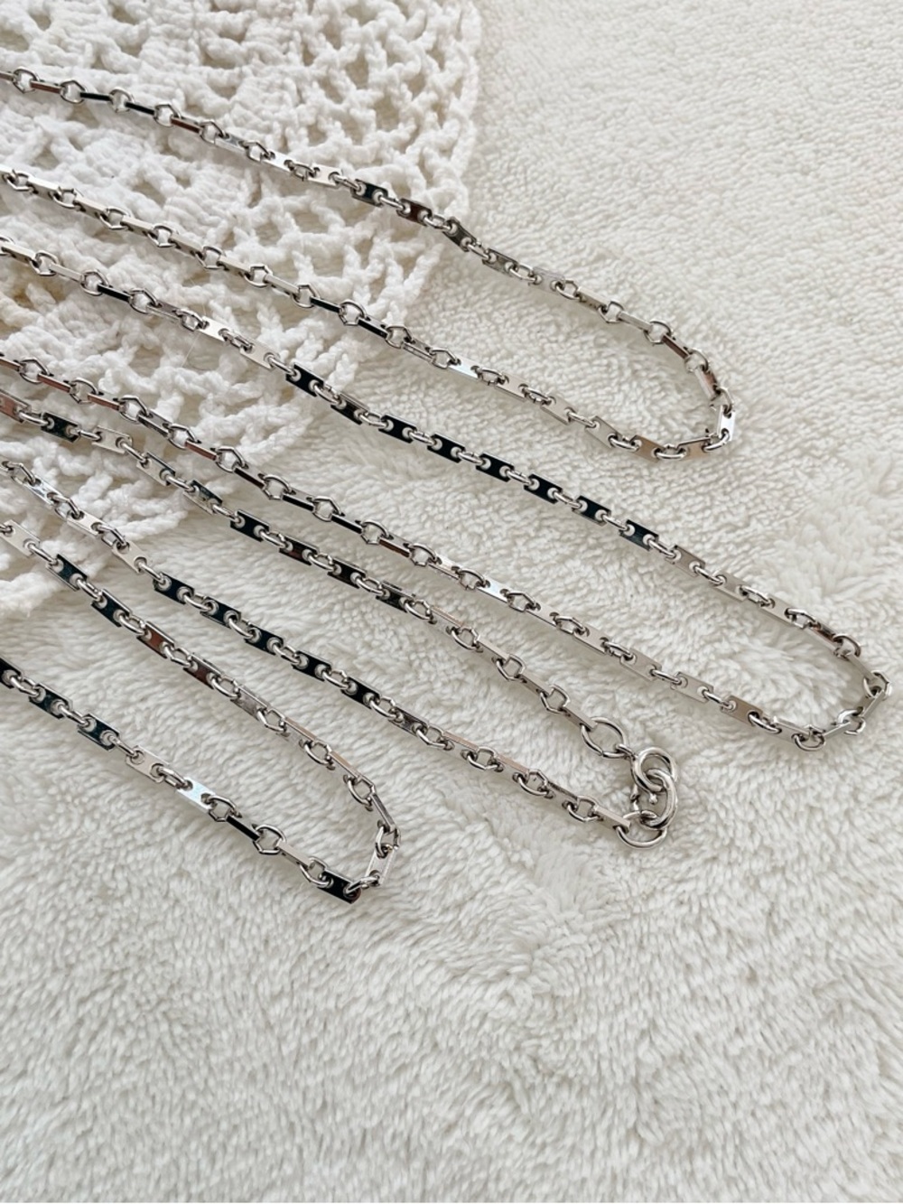 Vintage Napier 60” Silver Tone Long Chain Necklace Layering Chain